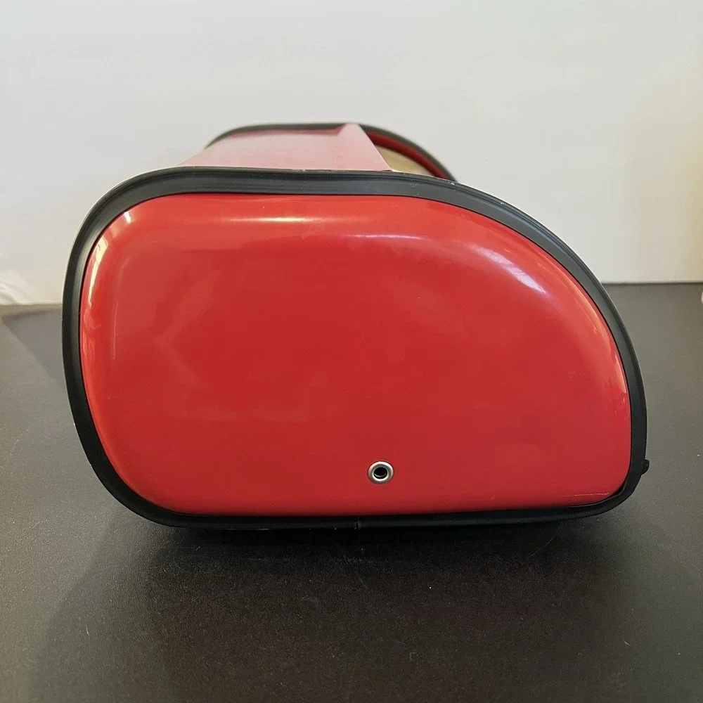 Retro Red Metal Roll Top Bread Box Fresh Bakery Coffee‎ Graphic Kitchen Storage